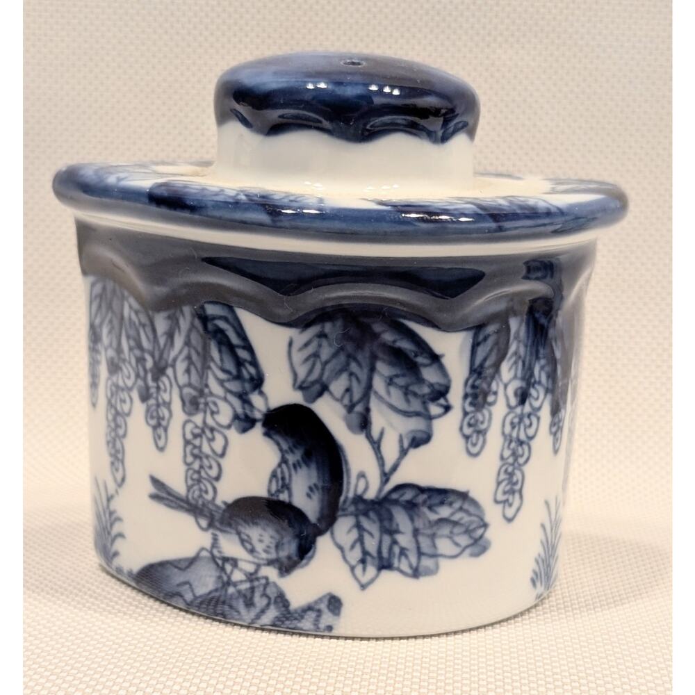 Bombay Blue & White Birds China Leaf Tray Salt & Pepper Shakers Sugar Bowl Spoon - Picture 5 of 16